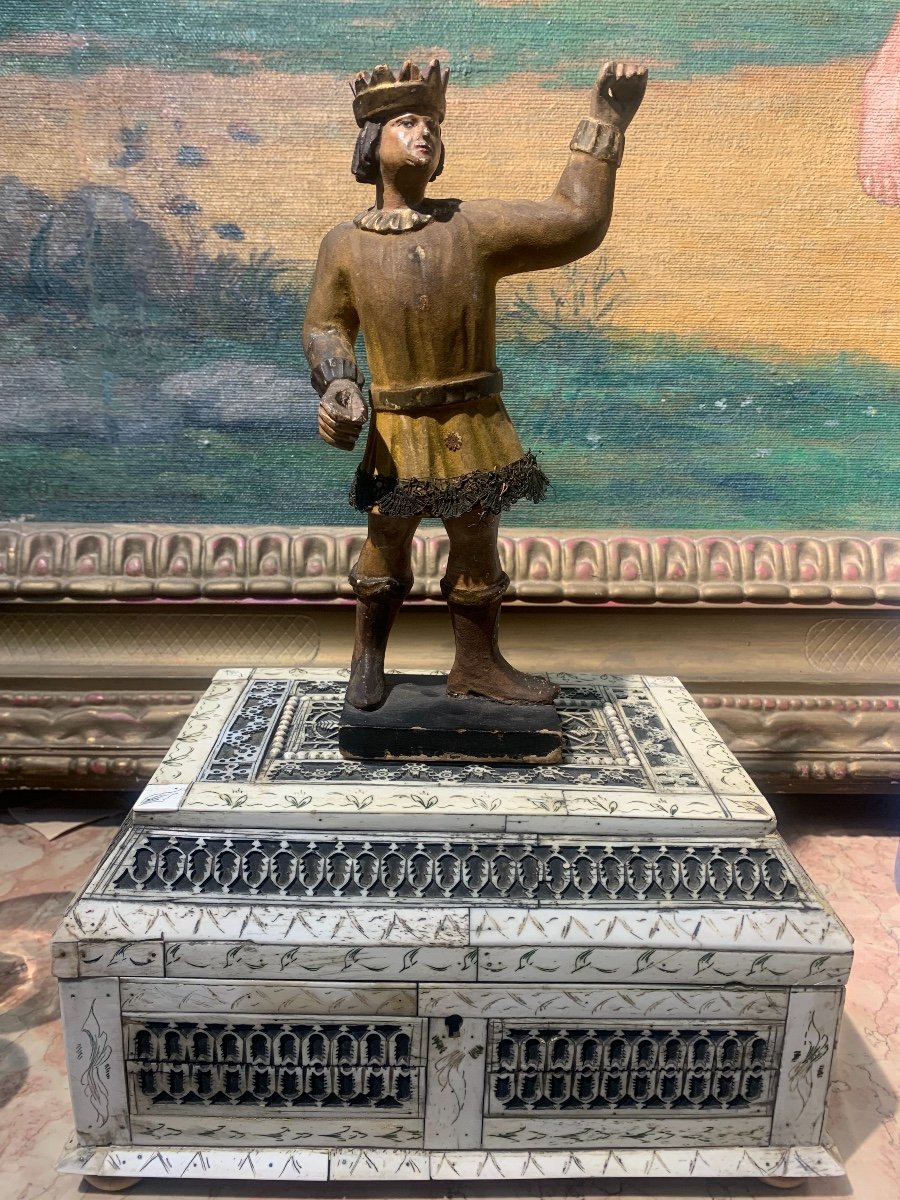Petite Sculpture Du Roi De La Crèche.  Italie.-photo-6