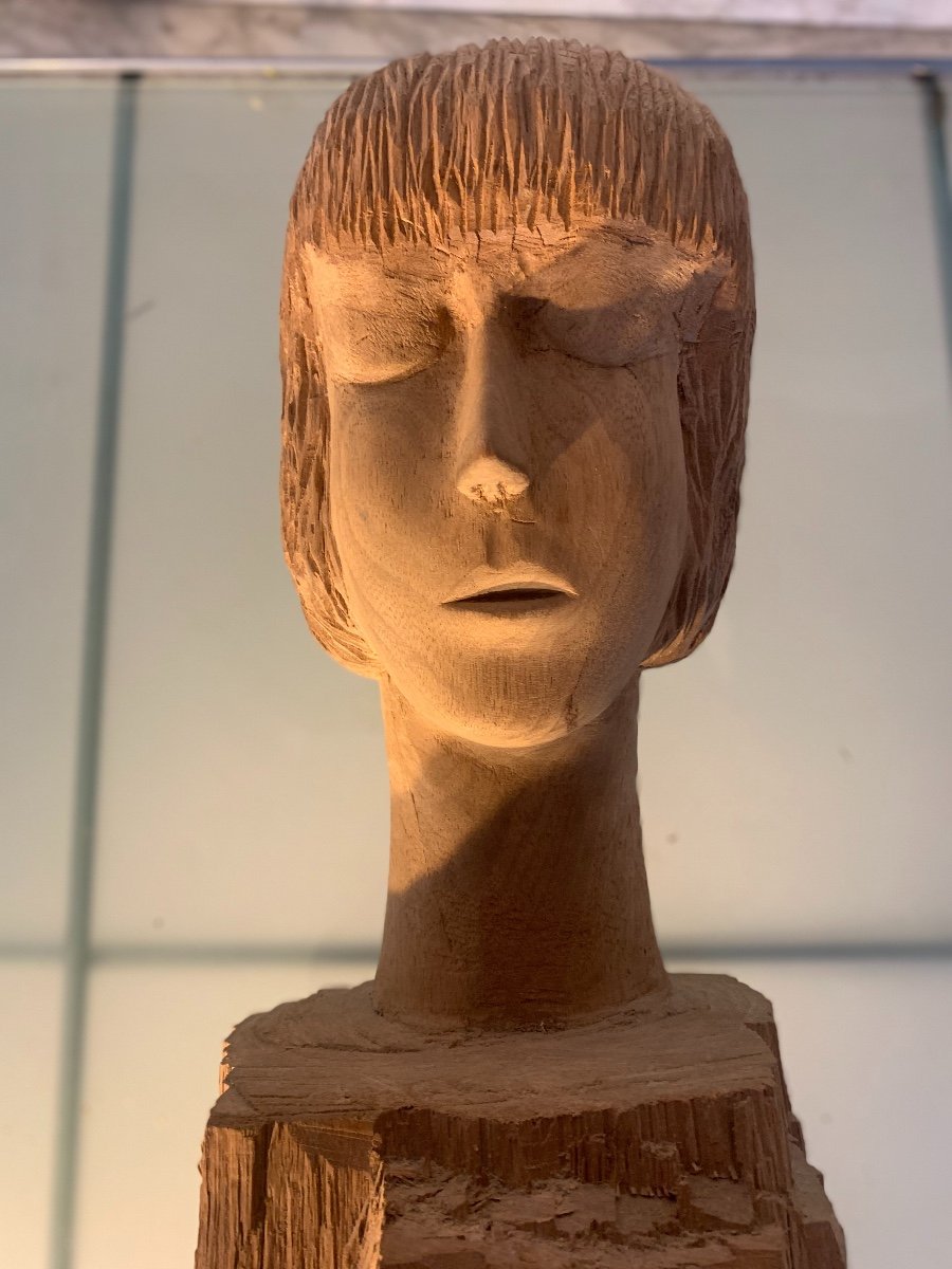 Bust Of A Young Girl In Arte Povera Style, Italy,mid XX Century.-photo-6