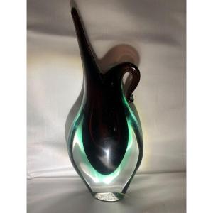 Vase En Verre Sommerso En Trois Couleurs. Vers 1960. Murano