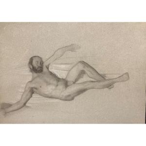 Academic Study Of Male Nude . XIX Century