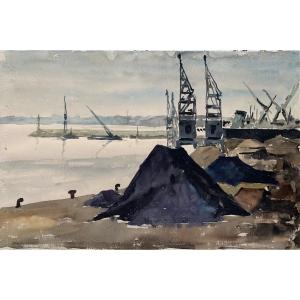 The Port Of Terragon.  Watercolor About 1940-1950. 