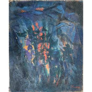 "Incendie", paysage nocturne de Gabrielle Ricard - Cordingley. Année 1967.