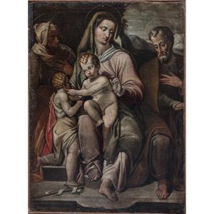 Famille Sacrée Avec Saint Joseph Et Sainte Anne Ecole Toscane. Vers 1600.