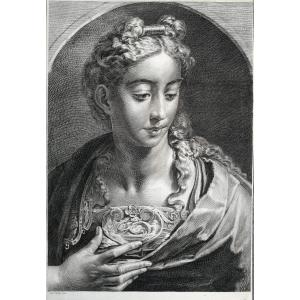 Minerve/Athéna d’après Parmigianino – Gravure de Cornelis Visscher, Cabinet Reynst, XVII–XVIIIe