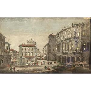 Vue d’optique effet jour/nuit – Rome, Théâtre de Marcellus . 1770 ca