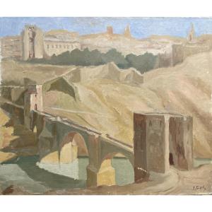 View Of Toledo, Spain – Bridge Over The Tagus (puente De San Martín), Circa 1935–1936