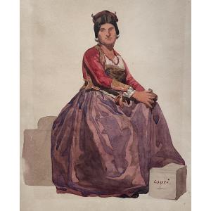 Woman Of Capri, From The Series “costumes Italiens”, 19th Century. Watercolor. Watercolor