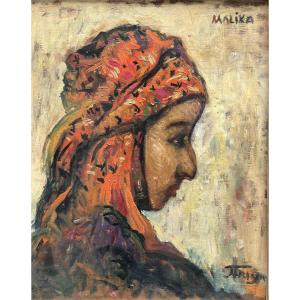 Jehan Frison (1882-1961) Malika, Moroccan Portrait, Fez-bou Saâda Period, Circa 1926