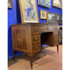 Neoclassical Desk With Floral Vase Marquetry Tuscany Late 18th Century  
