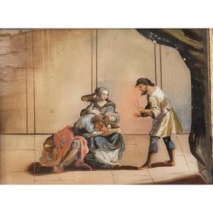 Peinture sous verre représentant Samson et Dalila, XVIIIe siècle, Venise (?)