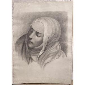 Étude académique de tête de religieuse, école florentine, fin XVIIIe - début XIXe siècle