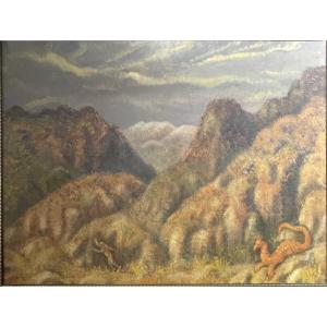 Bartolomeo Butori, Lucca, Mythological Scene With A Dragon, Dated 1950  