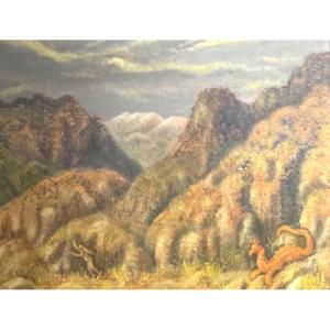 Dragon And Eve In A Mythical Landscape, Bartolomeo Butori, Lucca, 1950