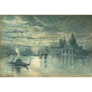 Venice, View Of The Lagoon With Santa Maria Della Salute And Sailing Ships, Pierre Leconte (1894–1946)