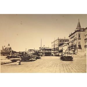 Venise, Hôtel Danieli et Riva degli Schiavoni – Grande photographie d’époque, vers 1890-1905