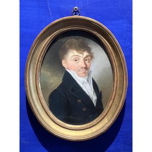 Pastel Portrait Of A Gentleman, Empire–restoration Period, 19th-century French School