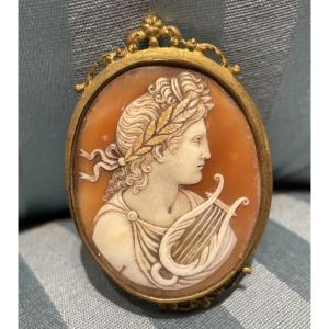 Apollon à la lyre et à la couronne de laurier. Camée en coquille, Italie, XIXe siècle