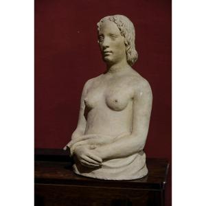Giorgio Rossi (1892–1963) Woman With Crossed Hands, Circa 1930 Terracotta, 78cm