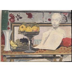 Henry Déziré (1878–1965), Studio Still Life With Bust And Fruit Oil On Canvas 81 × 60 Cm