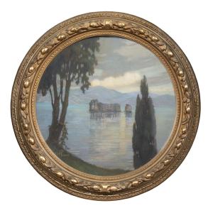 Lago Maggiore, Vue des châteaux de Cannero, Signé Vittorio Piano, Début du XXe siècle