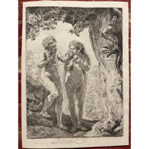 Pierre-François Basan d’après Rembrandt – Adam et Ève, eau-forte XVIIIe siècle