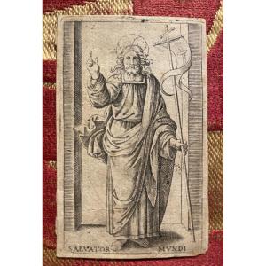 Marcantonio Raimondi, Salvator Mundi, gravure au burin, collection Böhm XVIe siècle