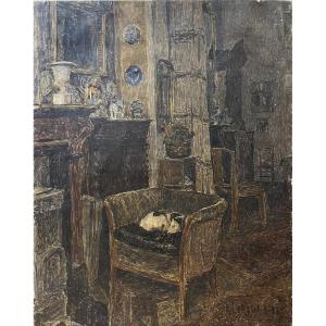 Intérieur à Auderghem, Henri Le Roux, signé et daté 1936.