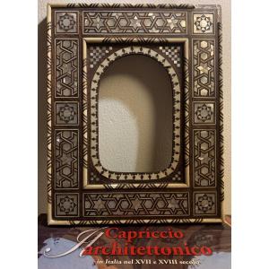 Oriental Style Frame In Wood, Mother Of Pearl And Bone.