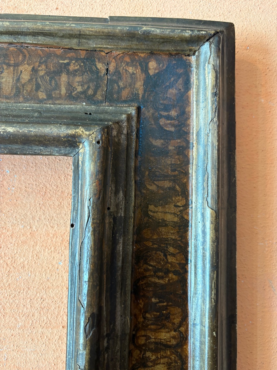 Cadre à cassettes laqué imitation marbre et argent. XVIIe siècle-photo-4