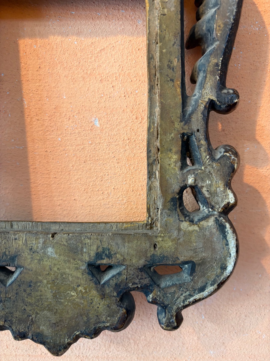 Black And Gold Carved Frame. Emilia, 18th Century. Excellent Condition -photo-4