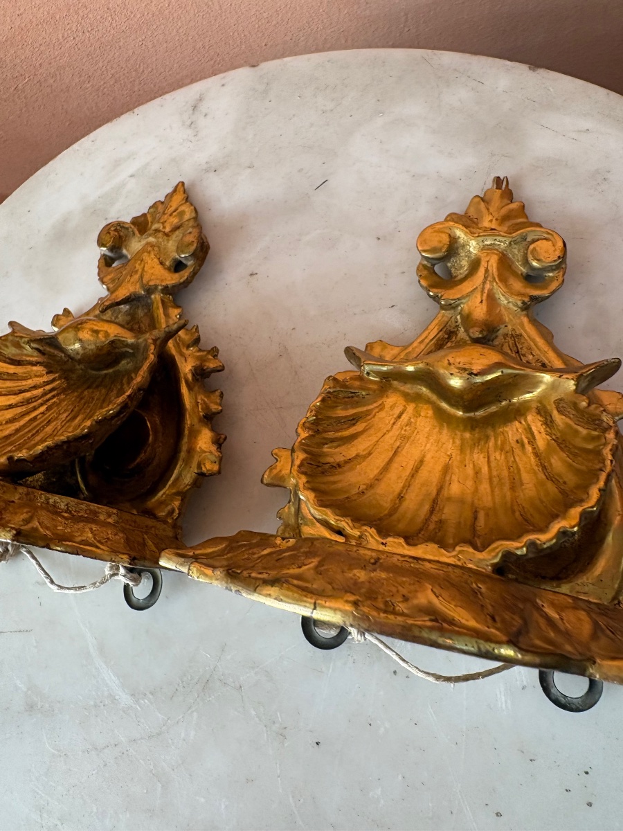 2 Carved And Gilded Wooden Shelves -photo-2