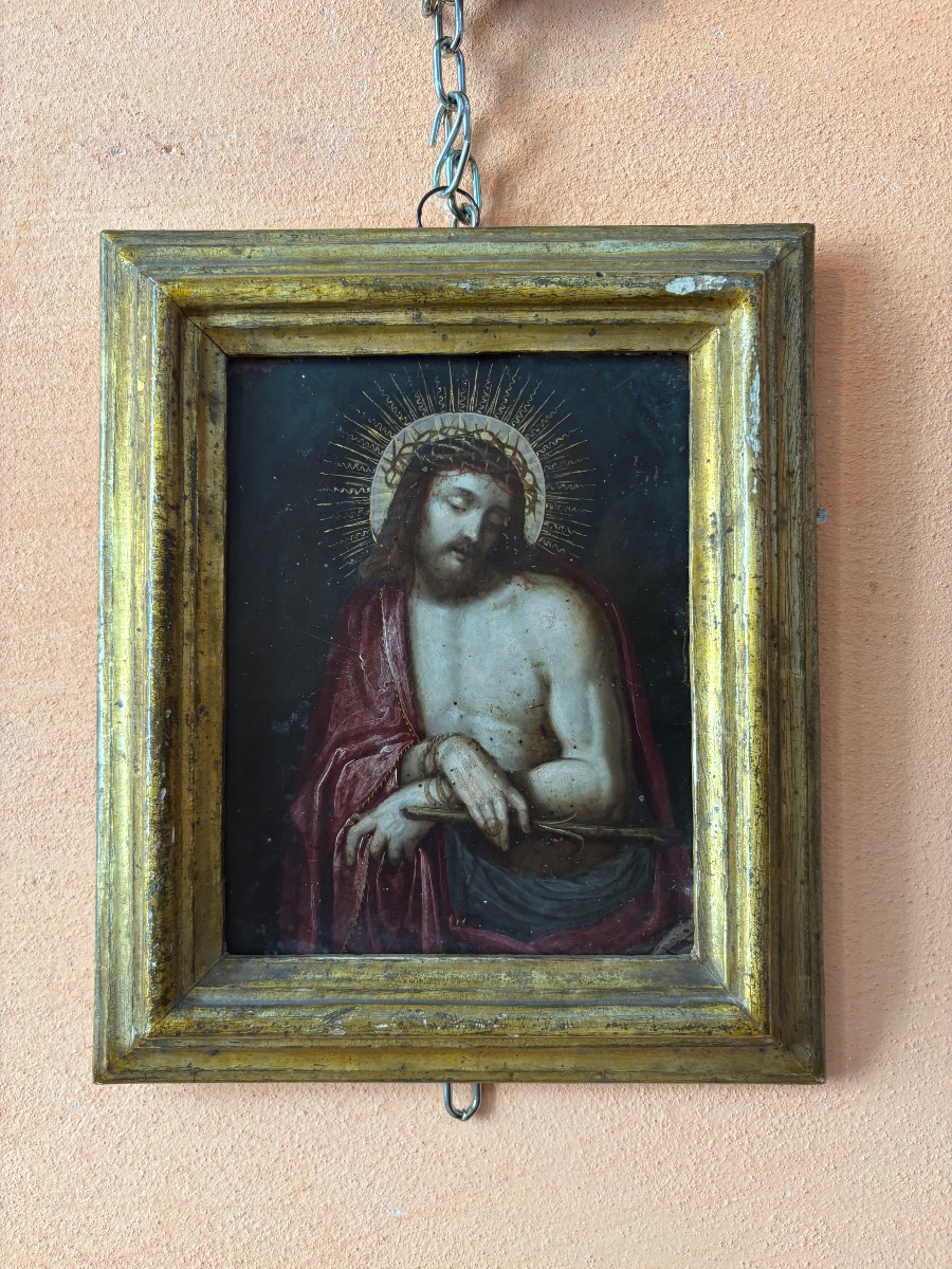 Flemish Painting On Copper Depicting Christ, 17th Century. 