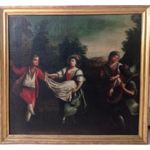 École napolitaine, scène de danse, XVIIIe siècle