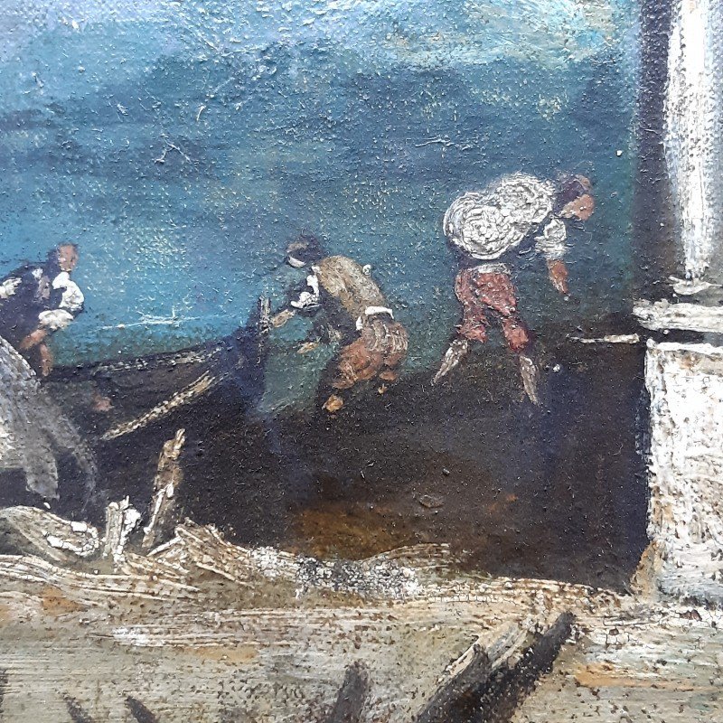 Peinture à l'Huile Sur Toile De La Fin Du 19ème Siècle. Att. à Giuseppe Ponga-photo-3