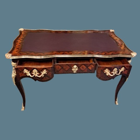 Napoleon III Period Inlaid Desk In Rosewood And Walnut-photo-3
