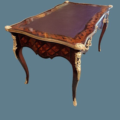 Napoleon III Period Inlaid Desk In Rosewood And Walnut-photo-2