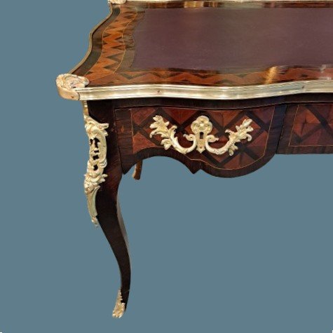Napoleon III Period Inlaid Desk In Rosewood And Walnut-photo-4