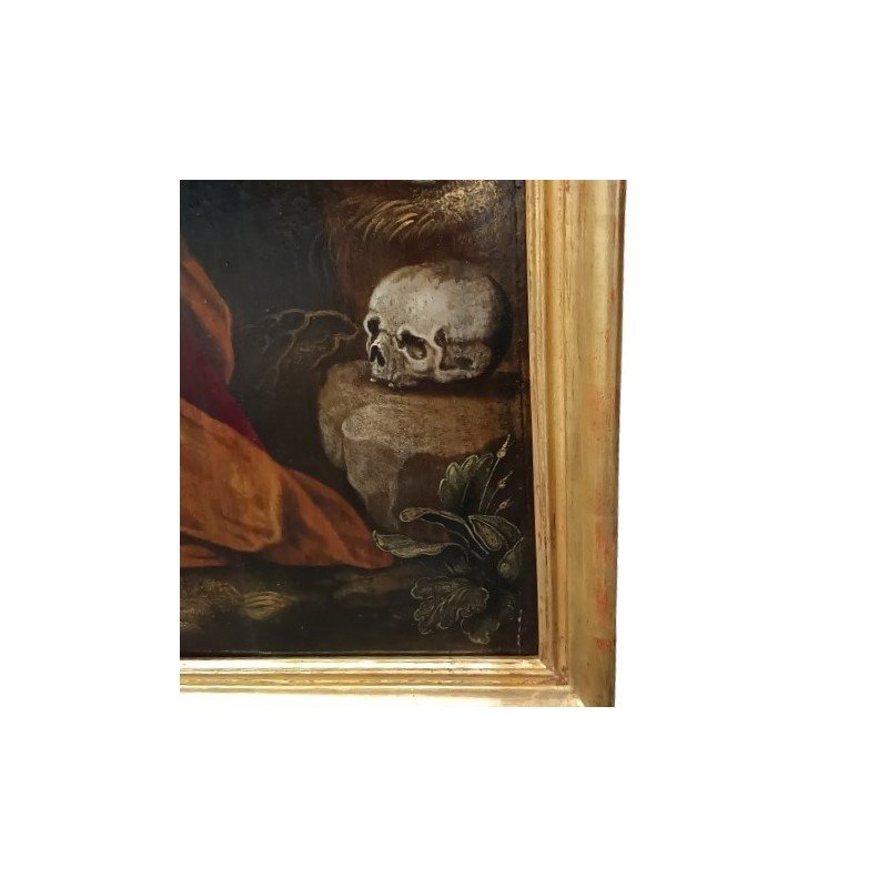 Old Flemish Painting Of Penitent Magdalene Oil On Panel From The 18th Century-photo-1