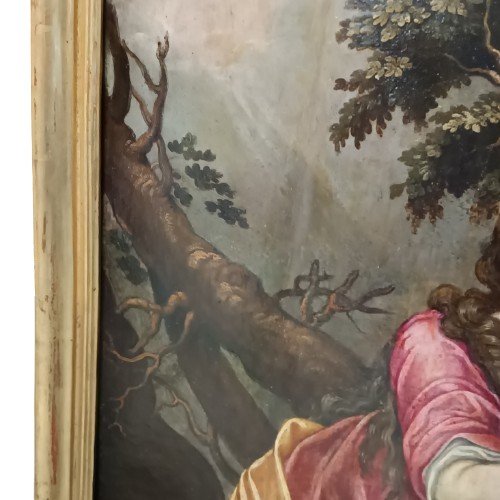 Old Flemish Painting Of Penitent Magdalene Oil On Panel From The 18th Century-photo-7