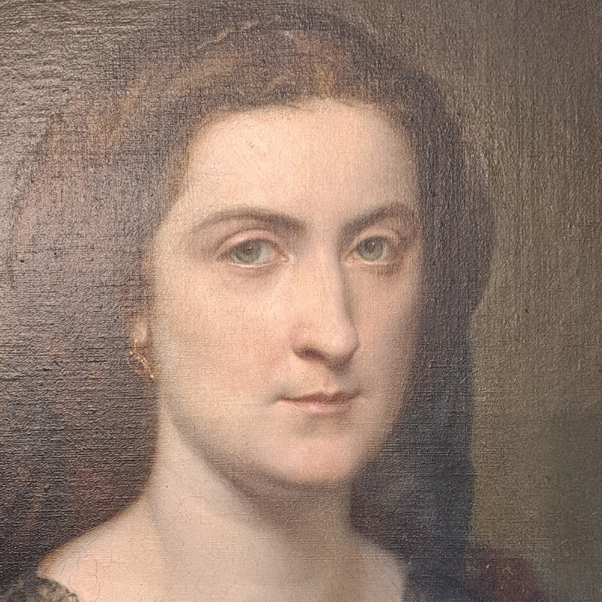 Portrait d'Une Noble Femme Du XIXe Siècle Par Joseph Felon 1818-1896-photo-2