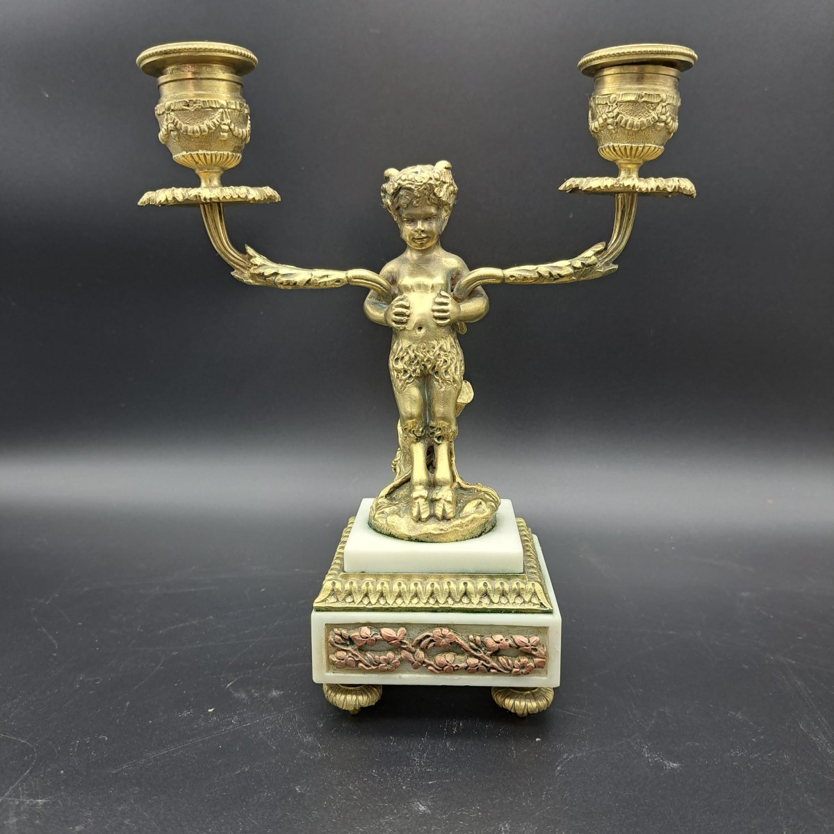 Paire De Candélabres En Bronze Doré Et Marbre époque Napoléon III-photo-3