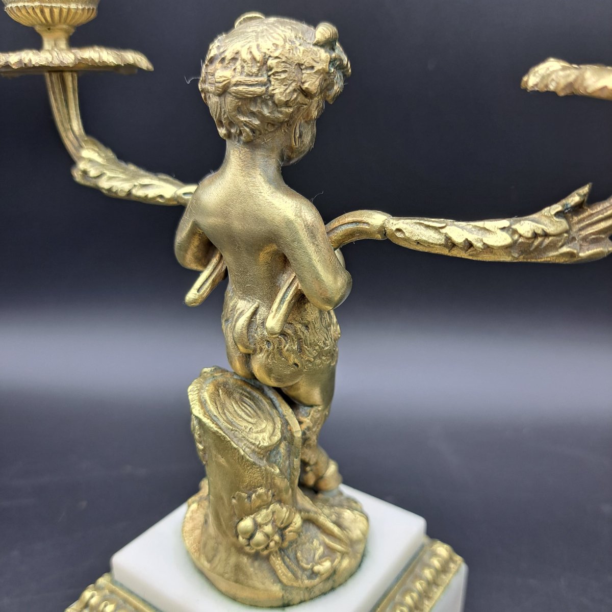 Paire De Candélabres En Bronze Doré Et Marbre époque Napoléon III-photo-1