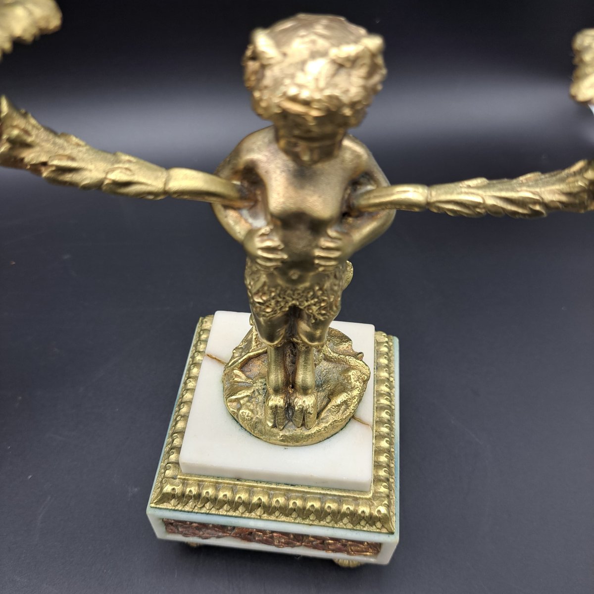 Paire De Candélabres En Bronze Doré Et Marbre époque Napoléon III-photo-2