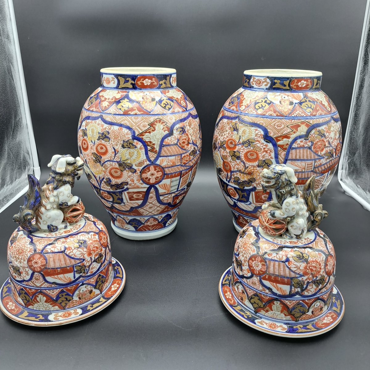 Pair Of Imari Vases With Lid From The Second Half Of The 19th Century-photo-3