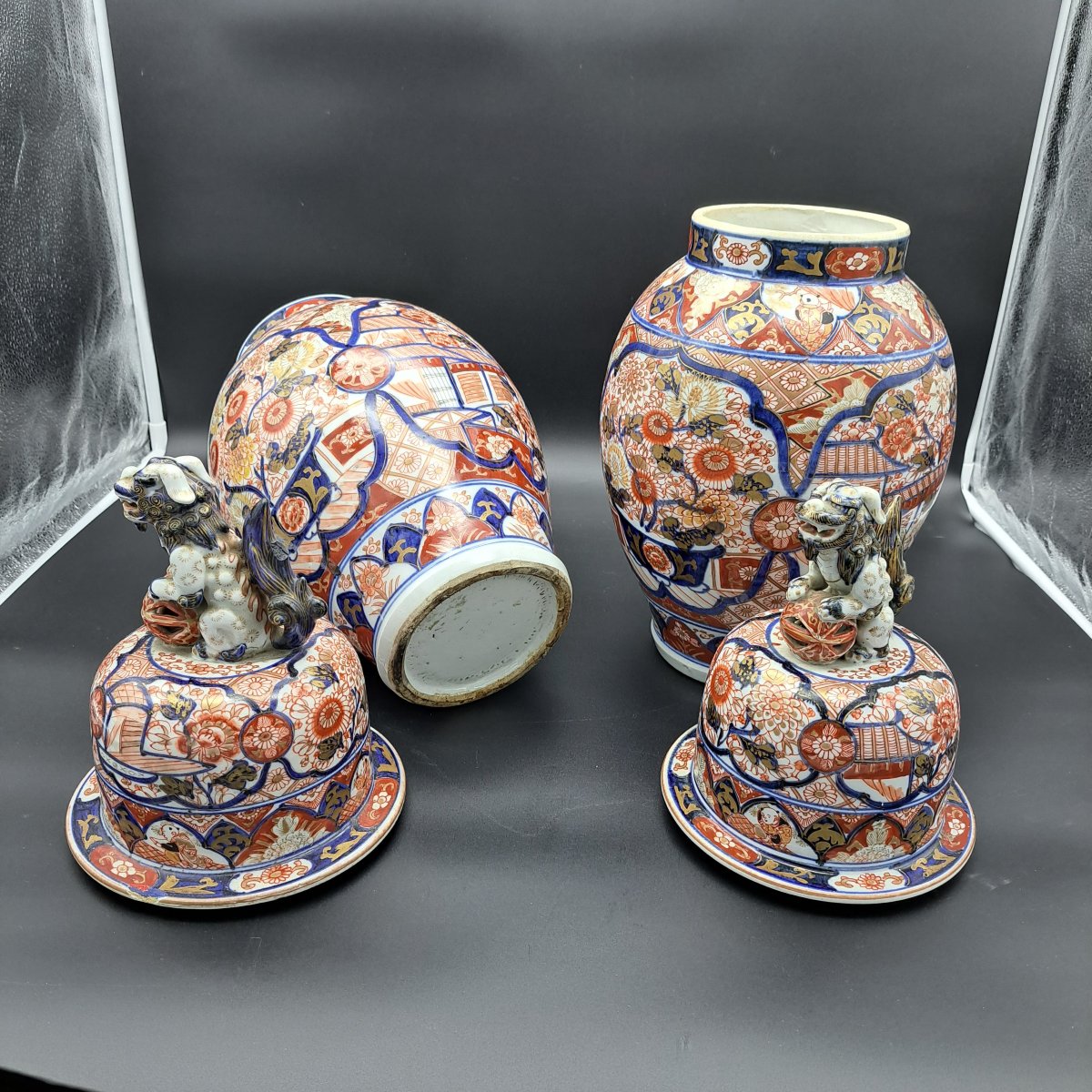 Pair Of Imari Vases With Lid From The Second Half Of The 19th Century-photo-4