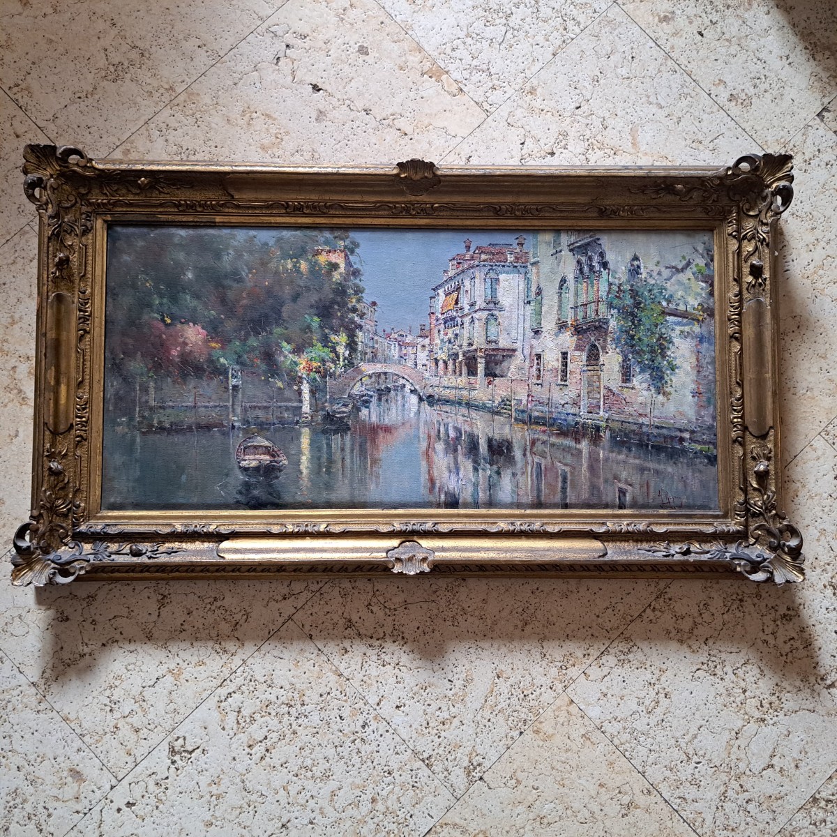 Old Painting By Antonio Maria De Reyna Manescau ( 1859 - 1937 )