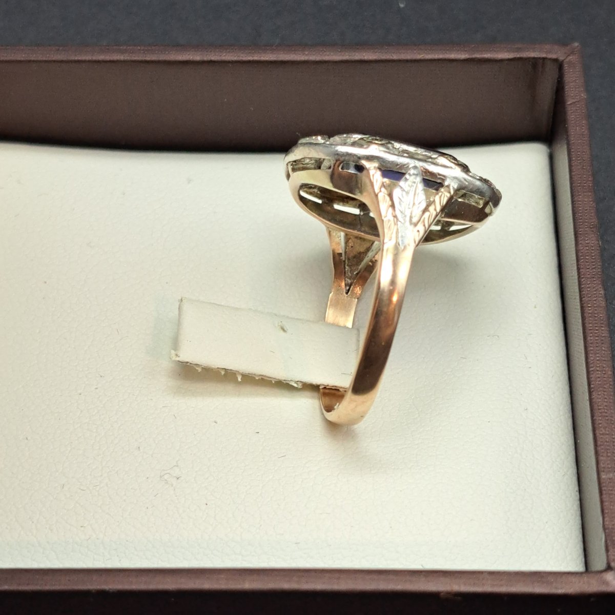 Antique Early 20th Century Ring In 14k Gold And Silver-photo-4
