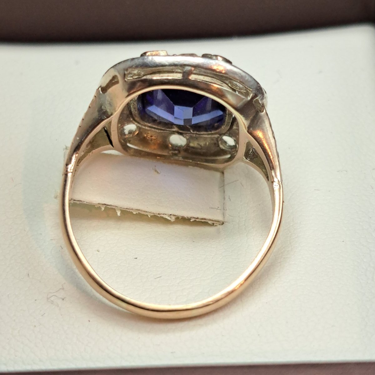 Antique Early 20th Century Ring In 14k Gold And Silver-photo-6