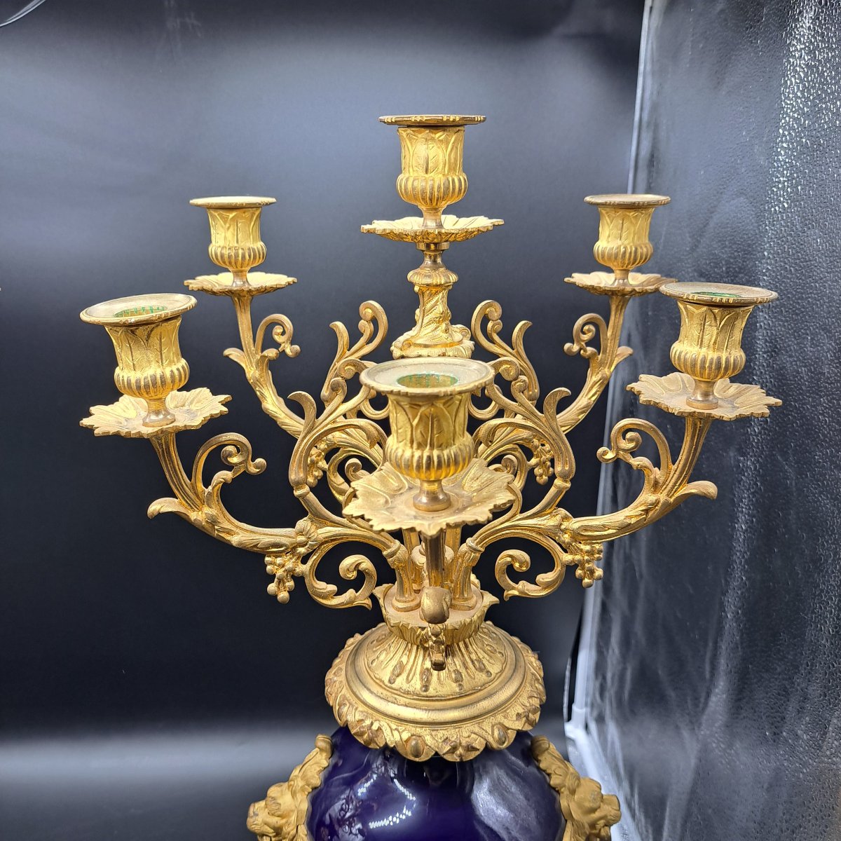 Pair Of Candelabra In Gilt Bronze And Sevres Porcelain, France, 19th Century-photo-1