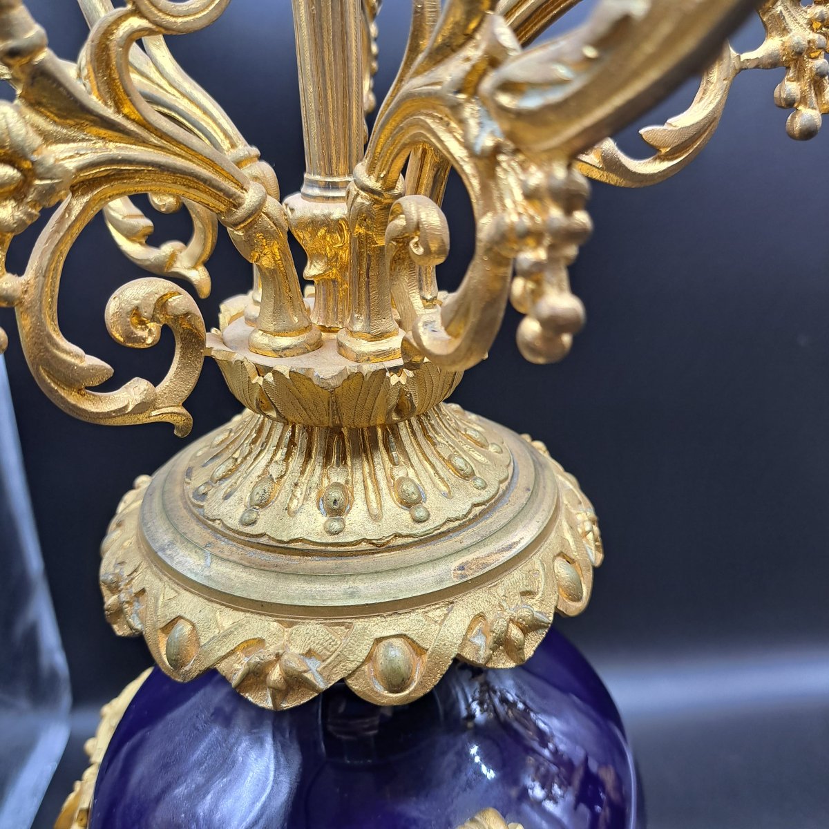 Pair Of Candelabra In Gilt Bronze And Sevres Porcelain, France, 19th Century-photo-8